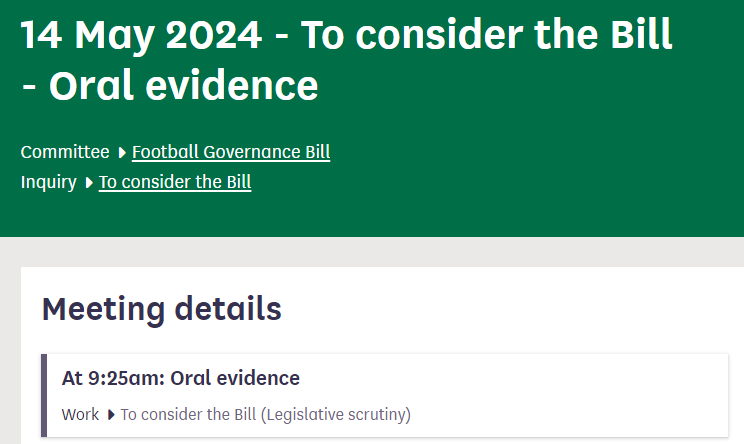 I'll be giving evidence at that there Parliament on Tuesday morning in relation to the football governance bill. Average operating losses 22/23 Premier League £41.8m EFL Championship £19.9m League One £5.7m League Two £1.8m National League £0.97m