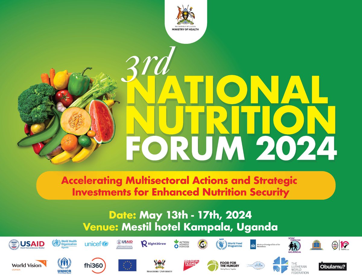 #NationalNutritionForum2024 
#NutritionistVoice 

Count Down ⬇️ to the long waited #NationalNutritionForum2024 

0️⃣2️⃣ Days left.

@rkalyes1 @RKreyswig @ayebazibweagath @27Jipman @UNICEFUganda @ObulamuUganda @EngEddie_Ug