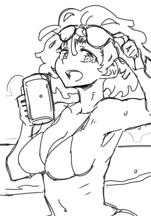 ビアカレンダー絵 線に迷っているので手描きのラフをもとにAIにアイデアを出してもらい参考にする こういう補助的な使いかたはもうけっこう行けそうな気がするな 