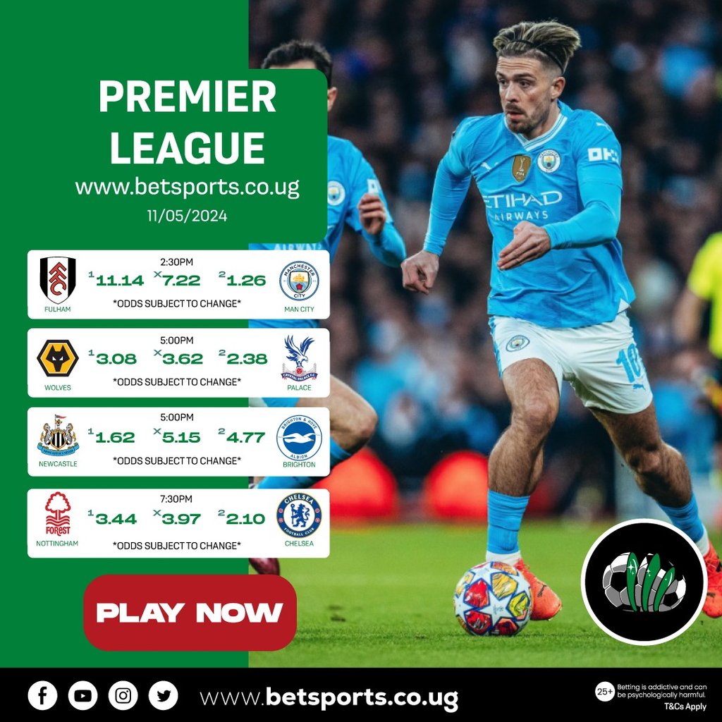 (1/2) ⚽ Enjoy the #PremierLeague thrill at betsports.ug 🎉 Join now for a 100% first deposit bonus, up to UGX 150k for new members 💸 Get a stake-back bonus if your 7-fold ACCA misses by just 1 game! 🚀 Plus, enjoy a 50% Winning Boost. #FULMCI #WOLCRY #NEWBHA