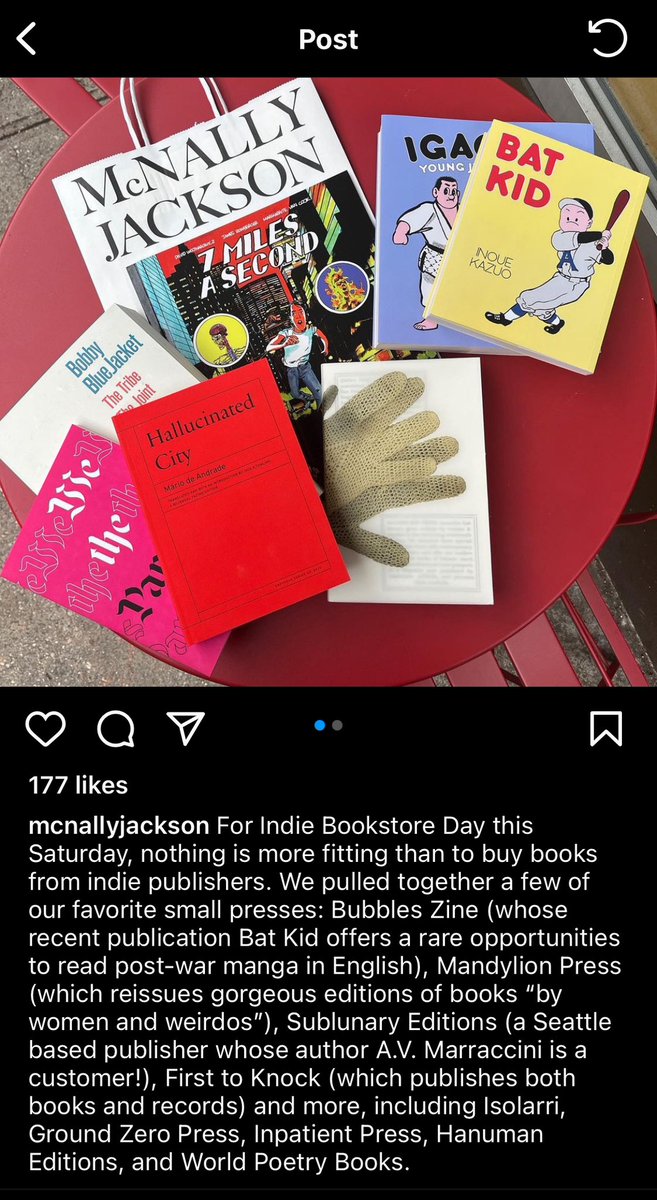 Hey @mcnallyjackson thank you so much for featuring my book on Instagram recently— I apologize for my addiction to this platform and neglect of that one. I pop over to your store in Downtown Brooklyn from my office all the time, so it’s a thrill to see this ❤️‍🔥🪱