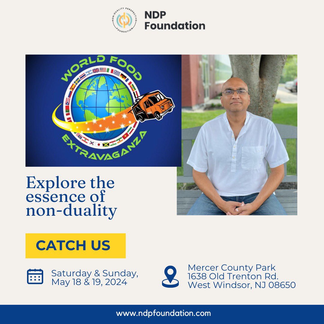 Join us at the World Food Extravaganza.
We’re excited to contribute to the festival’s diverse offerings and connect with individuals interested in personal growth and self- discovery. 

#ndpfoundation #sriashish #nonduality #personalgrowth #personaldevelopment #mind #soul