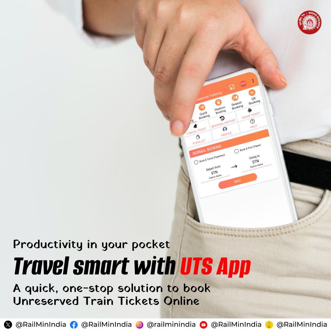 Prepare ahead of your Rail journey with the UTS App to book unreserved train tickets hassle-free. Download Playstore: play.google.com/store/apps/det… iOS: apps.apple.com/in/app/uts/id1…