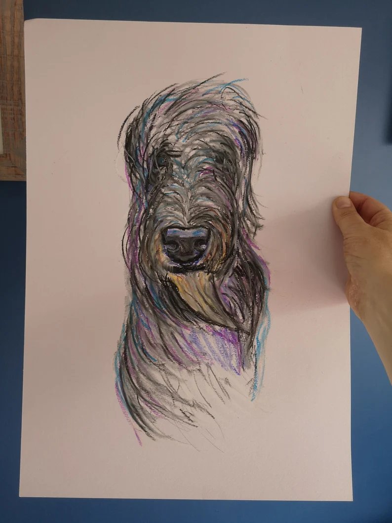 Just listed. Oil pastel portrait of a beautiful #scottishdeerhound #UKGiftAM #UKGiftHour deborahrobinsonart.etsy.com/listing/172923…