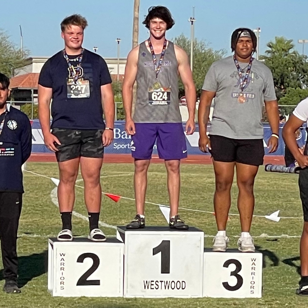Congratulations to NDP Track & Field's Diego Herrera-Vendrell, who won the AIA Open Discus Championship on Friday. The All-State senior led all competitors with a throw of 177' 7' to make him the Saints' first-ever Open Champion! #GoSaints #reverencerespectresponsibility