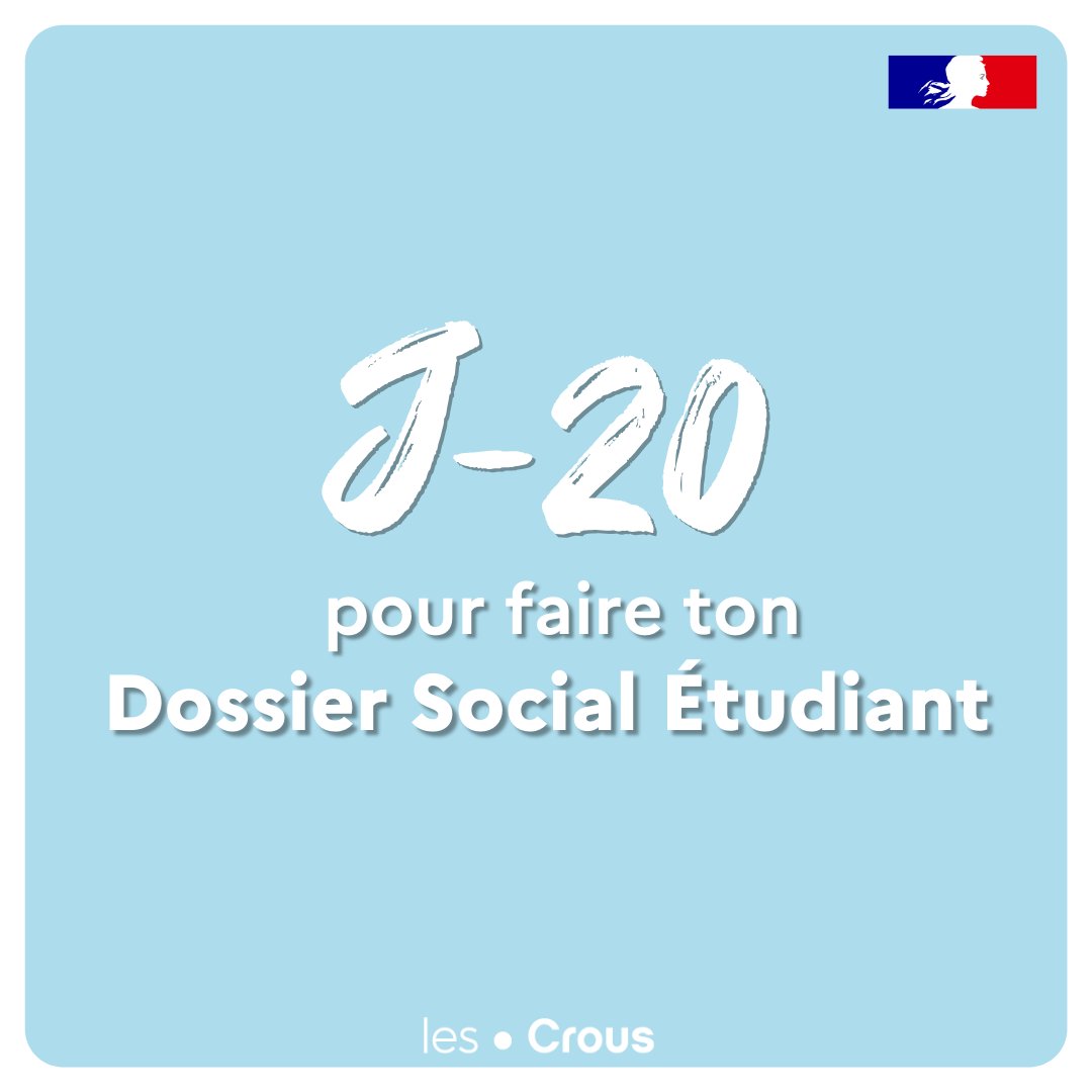 J- 20 | Plus que 20 jours pour finaliser votre Dossier Social Etudiant ! Jedemandemabourse.lescrous.fr