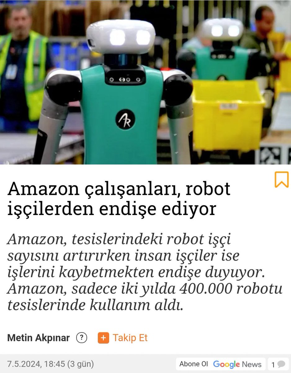 Amazon iki yılda 400.000 robotu işe almış. Bir şey söylemeye gerek var mı?