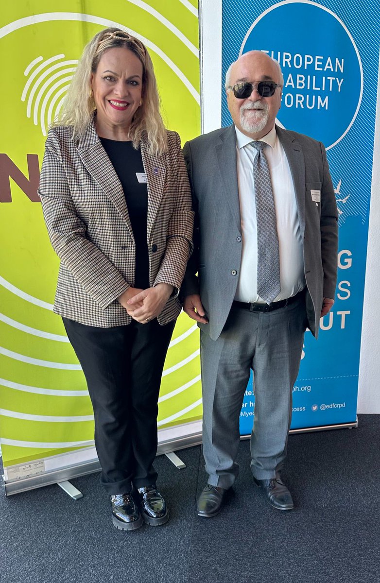 EUD_Brussels's tweet photo. EUD President, Sofia Isari, is attending the European Disability Forum’s Annual General Assembly in Ljubljana, Slovenia today and tomorrow. This event coincides with the EU Conference on "Technology in Employment: A Step Towards Inclusion." #InclusiveTech #EDFAGA https://t.co/qOBxco6UAy
