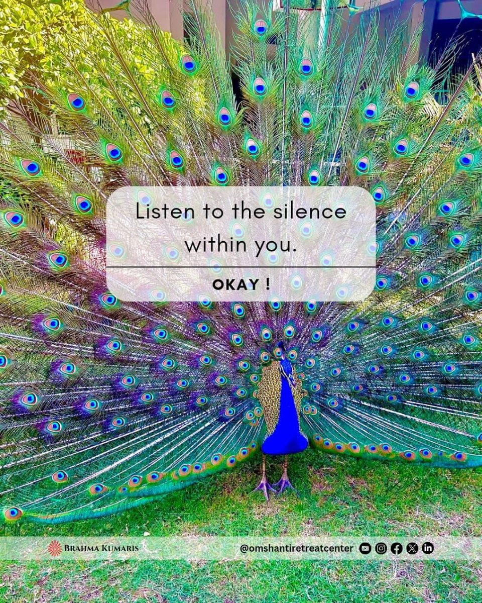 Embrace the power of silence. Follow us @OMSHANTIRETREAT for daily wisdom! #InnerPeace #Mindfulness #SilenceWithin #omshanti #brahmakumaris #omshantiretreat