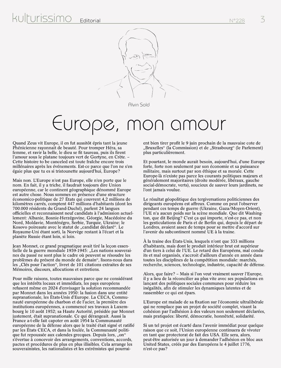 SoldAlvin's tweet image. D’accord, mon édito du kulturissimo (supplément du Tageblatt de ce 11 mai) peut fâcher. Mais sur le fond, je crois avoir raison. On ne peut pas continuer comme ca.