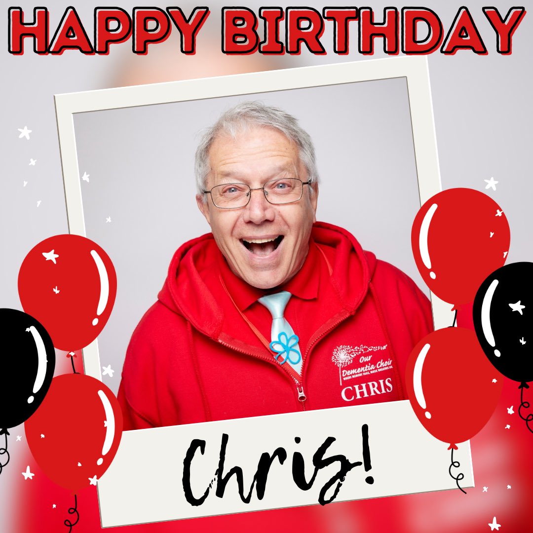 Happy Birthday to our lovely Chris! We hope you have the most amazing day singing and dancing at @DayFeverUK ! All our love, Your Dementia Choir Family ♥️🎶♥️ #dementia #choir #birthday