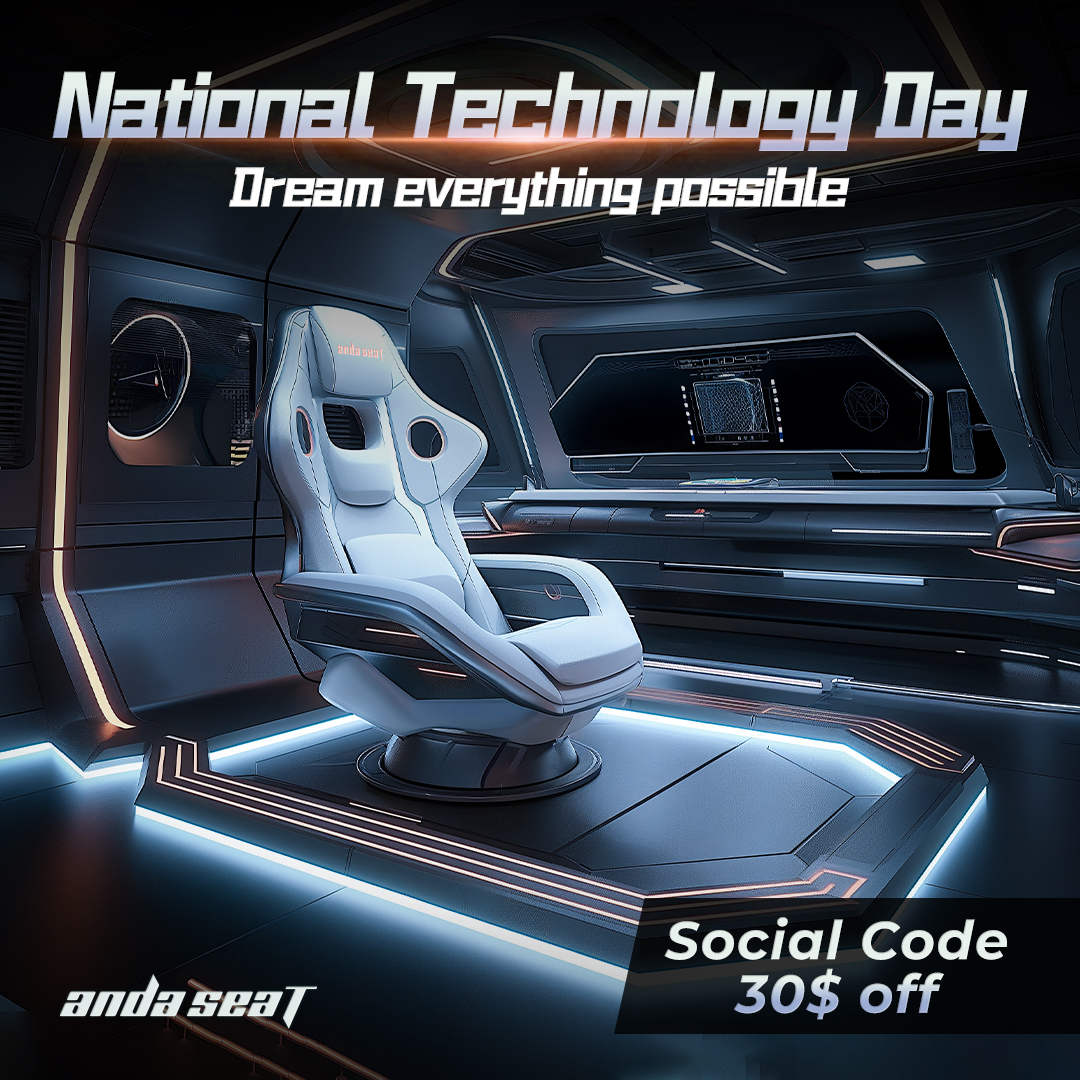 Happy National Technology Day! ➡️Get limited-time code【ADTech30】and unlock the power of cutting-edge technology. Technology massively reshapes our daily life, so does AndaSeat's patented ergonomic system improves your ultimate comfort in gaming like no other. #andaseat