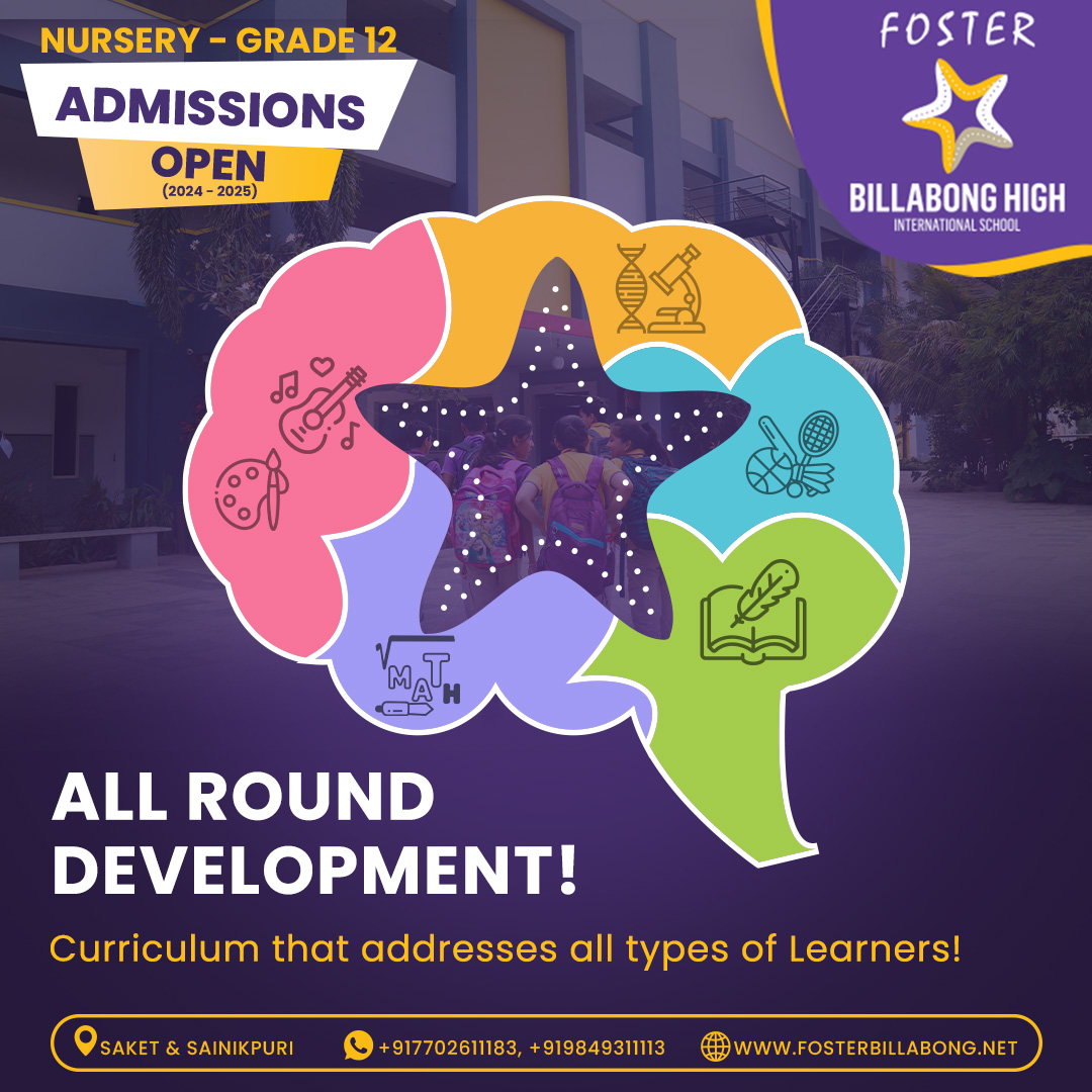 Our approach ensures holistic development, catering to diverse learning styles and abilities. Join us in providing an inclusive education that empowers every student to thrive!

wa.me/+919849311113
fosterbillabong.net

#school #bestschool #CBSE #CBSESchool @PixelarMedia