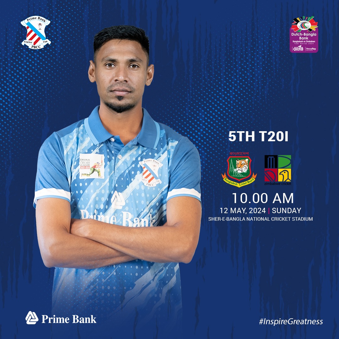 ⚔️ Zimbabwe Tour of Bangladesh 2024 🏏 5th T20i 📆 12 May ⏱ 10:00 AM (BST) 🏟️ Sher-E-Bangla National Cricket Stadium, Dhaka #InspireGreatness #BANvsZIM #PBCC
