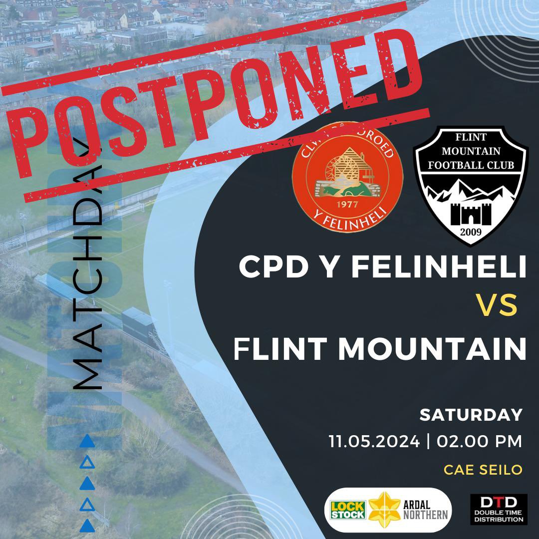 POSTPONED: Our #ArdalNW clash this afternoon with @CPDYFelin1977 has sadly been postponed. A new date for the fixture will be announced in due course