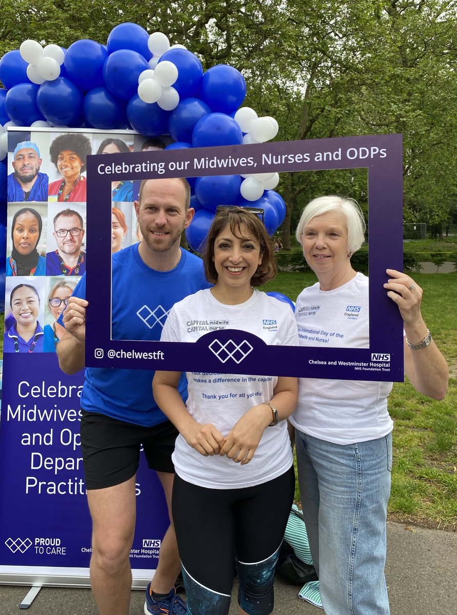 Our Regional Chief Nurse, Jane Clegg, and Regional Chief Midwife, Nina Khazaezadeh, joined @CNOEngland and hundreds of @ChelwestFT nurses and midwives at this morning’s @parkrunUK celebrating #InternationalNursesDay 💙