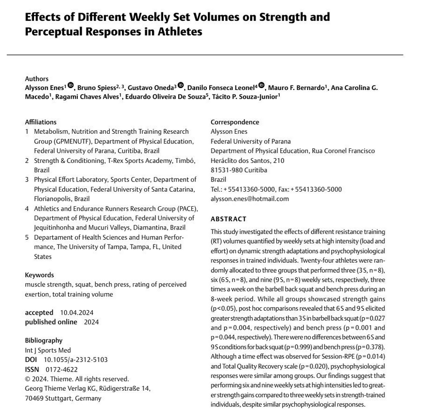 Jozo_Grgic's tweet photo. Effects of Different Weekly Set Volumes on Strength and Perceptual Responses in Athletes

https://t.co/8s0jERtEBK https://t.co/BpngdbWvuu