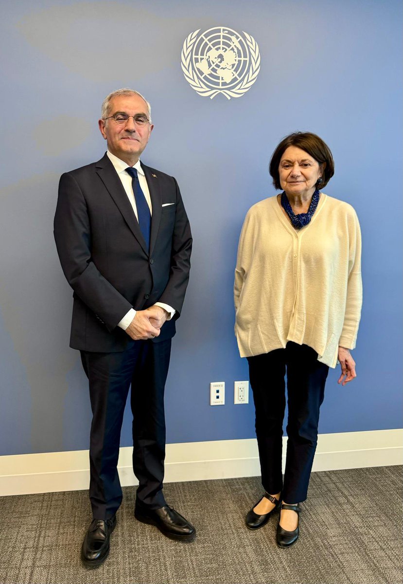 Deputy Minister, Ambassador Burak Akçapar met with Rosemary DiCarlo, United Nations Under-Secretary-General for Political and Peacebuilding Affairs. During the meeting, they discussed regional and international issues, especially Ukraine, Cyprus and Gaza,.