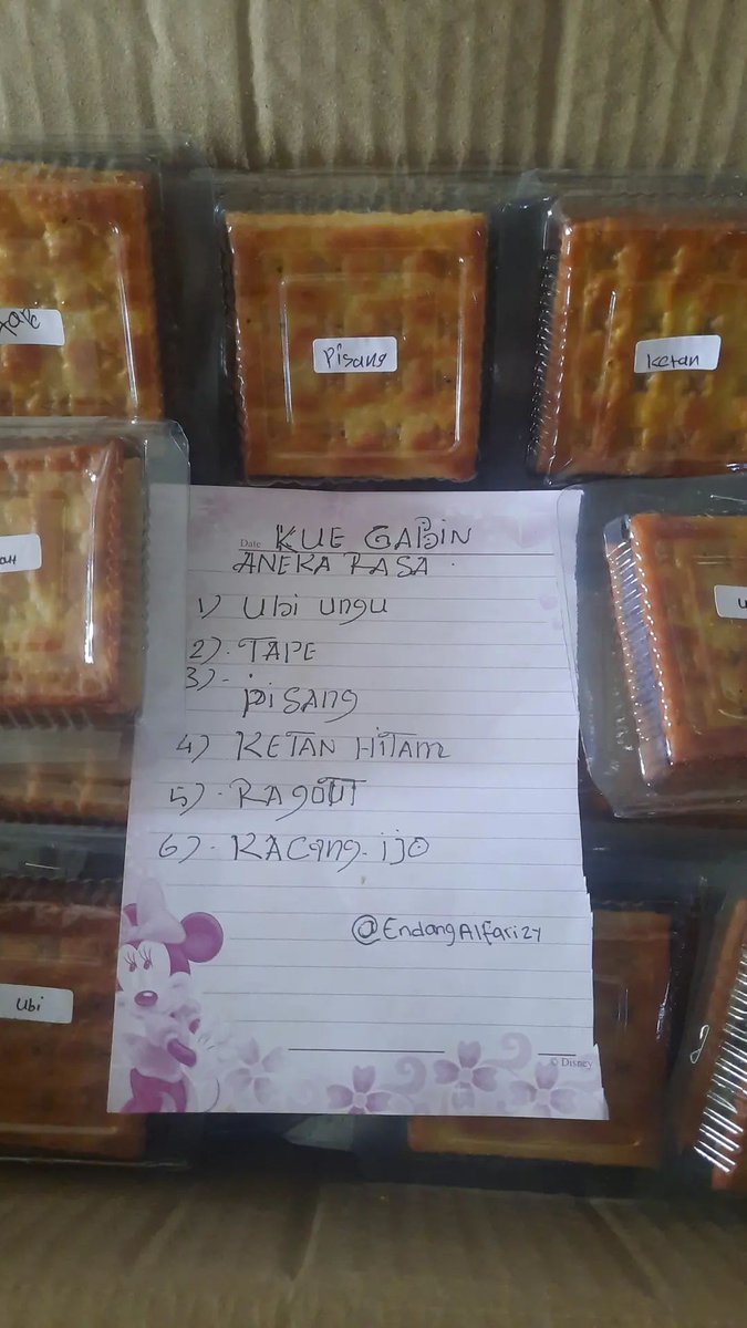 EndangAlfarizy's tweet photo. @shandya Maaf izin ka. Yang berkenan boleh bantu RT nya 🙏
Semoga ada yg mau jajan
kue gabin ubi ungu, tape, pisang, ketan dan isi ragout
3ribu satunya ( buatan sendiri )
Pengiriman dari Bogor🙏 dikirim jauh pun aman..
Daerah bogor bisa cod di surken / gosend https://t.co/tfGSTlnFFL