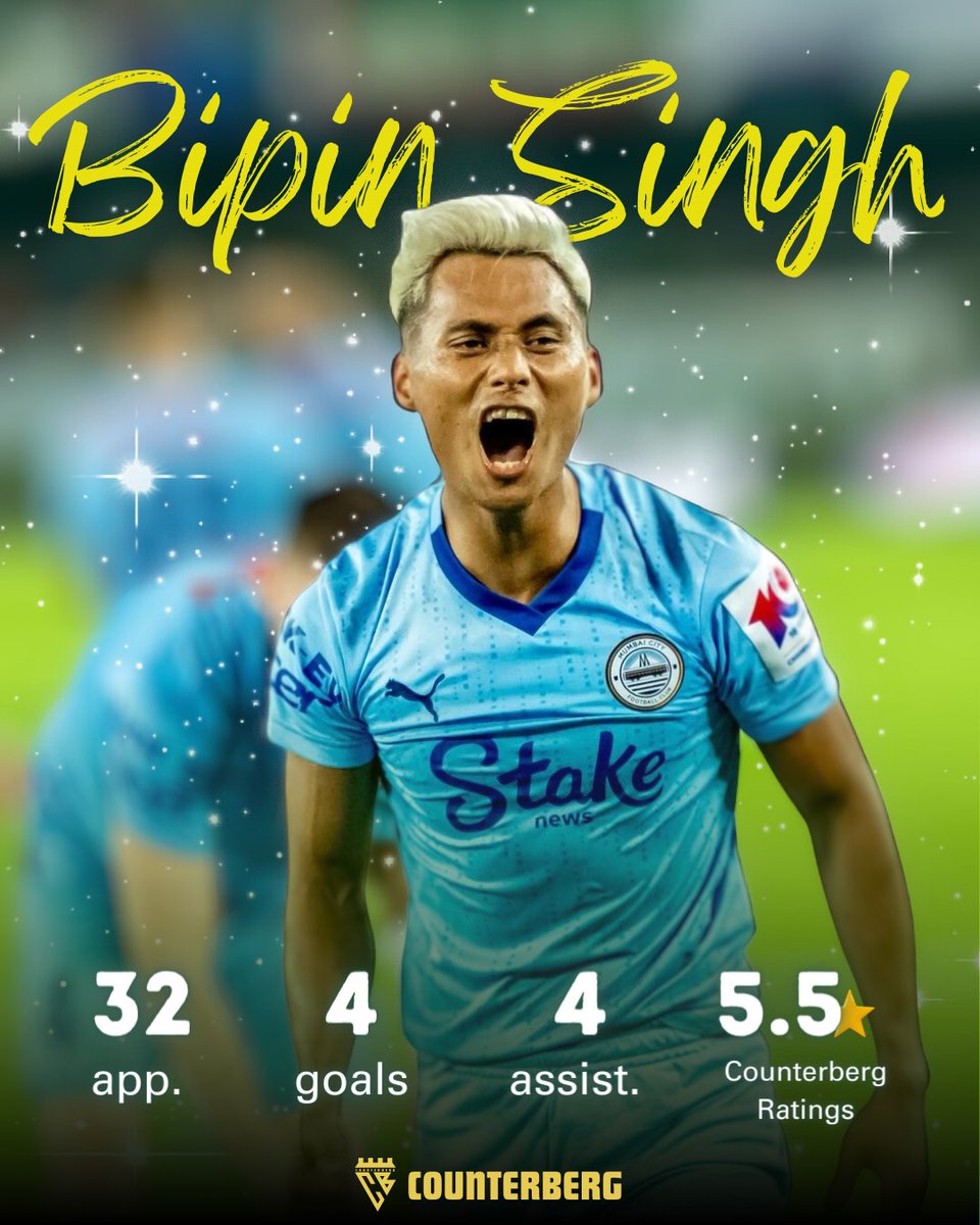 Cometh the hour, cometh the man!

Let's look at 'Mr. Clutch' Bipin Singh's stats from this season,  truly a Mumbai City legend. The only player to score in multiple finals after Sunil Chhetri.

#MumbaiCityFC #MCFC #IndianFootball #ISL #IndianSuperLeague #BipinSingh