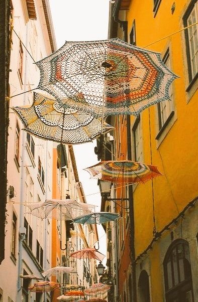 Street decoration, Coimbra, Portugal as part of the country's flourishing Movimento Yarn Bombing #WomensArt