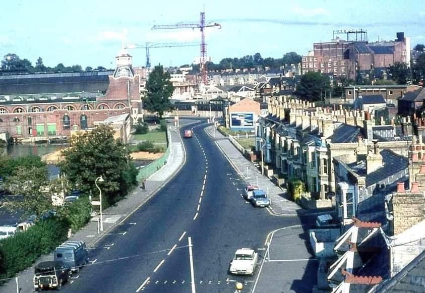 The Gaumont now Mayflower top right with cranes building Wyndham Court to its left.