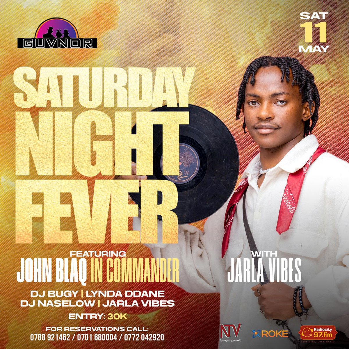 'Saturday night fever at Guvnor Uganda with the incredible@johnblaqi, @jarlavibes, @deejaybugy , Get ready to dance the night away and make unforgettable memories! #GuvnorUganda #JohnBlaq #SaturdayNightFever'