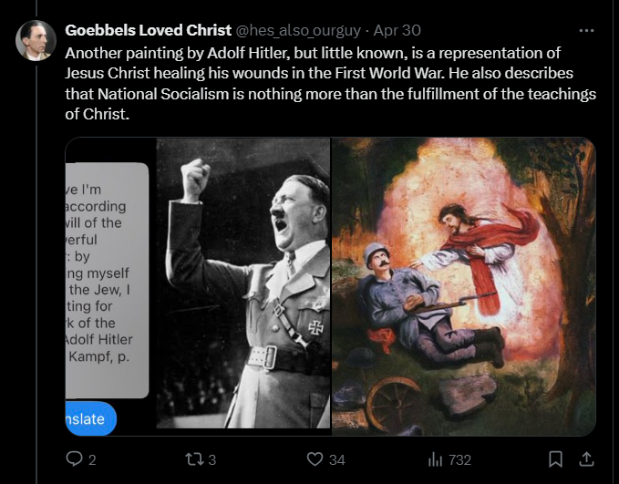 CunnyDeflowerer's tweet photo. I can't even reverse search the painting, the earliest post of this img, or a slight variation of it is 2023 on a chan. https://t.co/HwKGDjpFnM