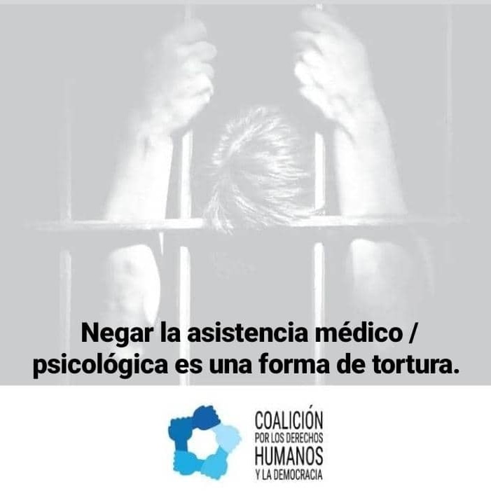 Los presos políticos civiles y militares padecen de desnutrición,pérdida de peso, deshidratación, hernias, hipertensión arterial, dolencias musculares, trastornos de sueños, dificultad respiratoria, lesiones de piel, auditivas y visual entre otras patologías. #DerechosHumanos 🇻🇪