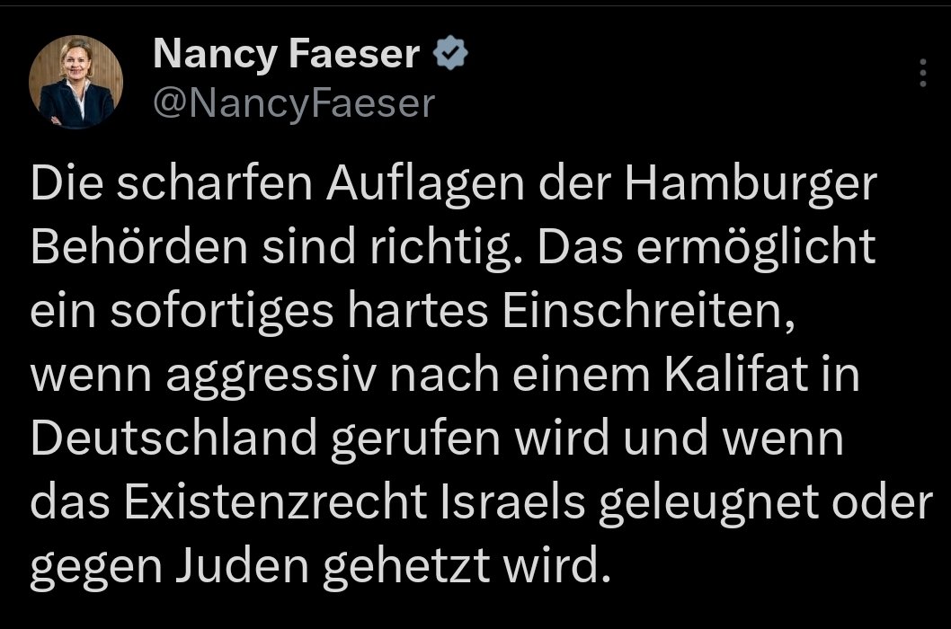 Warum appelliert Nancy Faeser nicht, Islamisten-Aufmärschen fernzubleiben oder darauf zu achten, mit wem man da demonstriert?