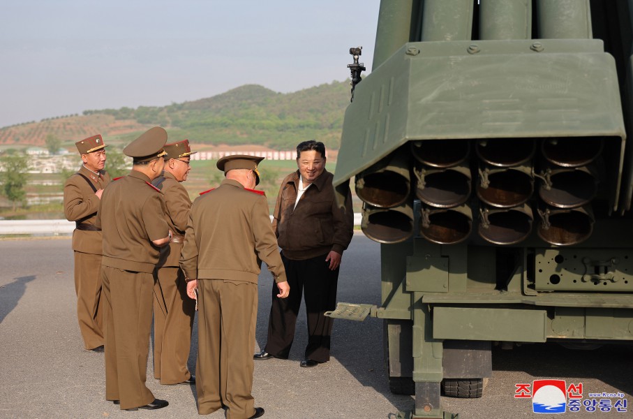 Respected Comrade Kim Jong Un Oversees Test-Fire of Controllable Shells for Multiple Rocket Launcher