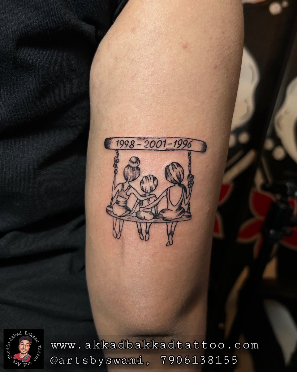 Three sisters endless love ❤️ 
.
#tattoo #tattooart #tattooartist #tattooed
#tattoodesign #tattooideas #inked
#tattoostudioingurgaon #tattooist #sisterlove
#design #familytattoo