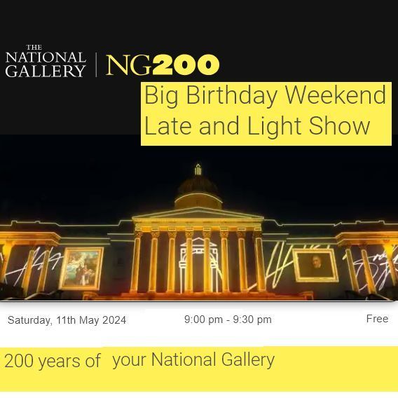 Do try to get to Trafalgar Square this evening as The National Gallery is celebrating its 200th anniversary with a Late Opening and Free Light Show from 21:00. @BestTubeTo Charing Cross for @nationalgallery