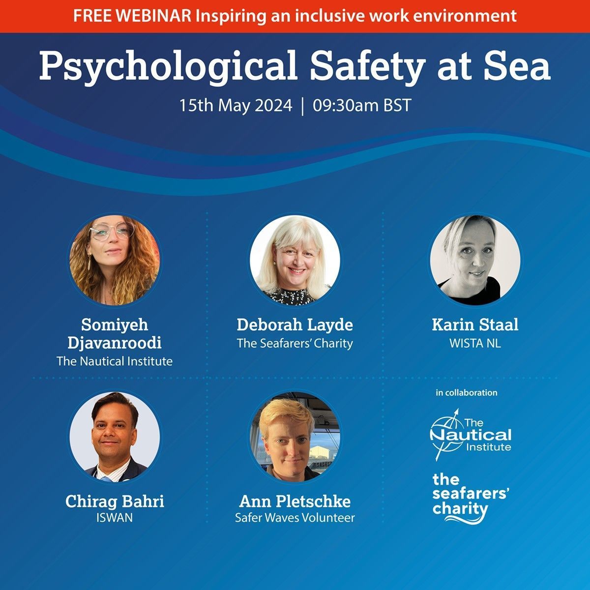 Join the #NauticalInstitute and @Seafarers_KGFS to explore a #safeworkplace that supports #women and the resources available for #womenworkingatsea with experts Deborah Layde, Karin Staal, Chirag Bahri,  Ann Pletschke and Somiyeh Djavanroodi👩‍✈️Register now! #Seafarers