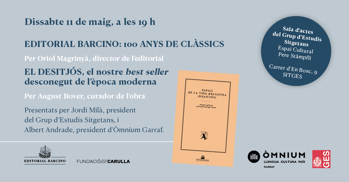 ✨ AVUI ✨ presentem a #Sitges l’edició crítica de 'L’Espill de la vida religiosa' que ha establert, per primer cop, el text definitiu d’aquesta obra cabdal de la nostra literatura.

👉 Us hi esperem!