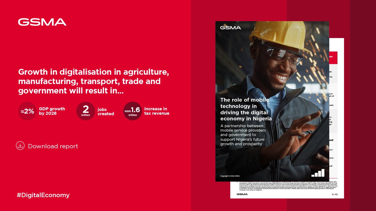 Exciting findings from our report on digitalisation in Nigeria! 🚀 An improved policy environment could lead to 15 million more #internet users by 2028, driving socio-economic growth📈 Download the report for more insights and analysis 👉 gsma.at/4dANi4L
