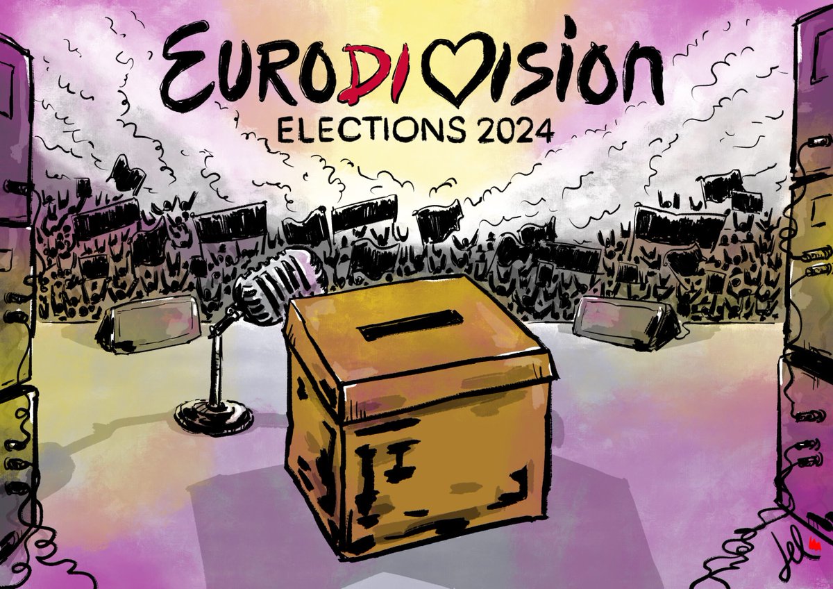 💡Der @Eurovision zeigt, dass wir verloren sind, ‚wenn wir uns nicht mehr Gedanken über die #Demokratie in der 🇪🇺 machen, als über einen Musikwettbewerb‘, schreibt @AlexTaylorNews. #EuropaWahl2024 #Eurovision2024. Karikatur: @EmaDelRosso voxeurop.eu/de/europawahle…