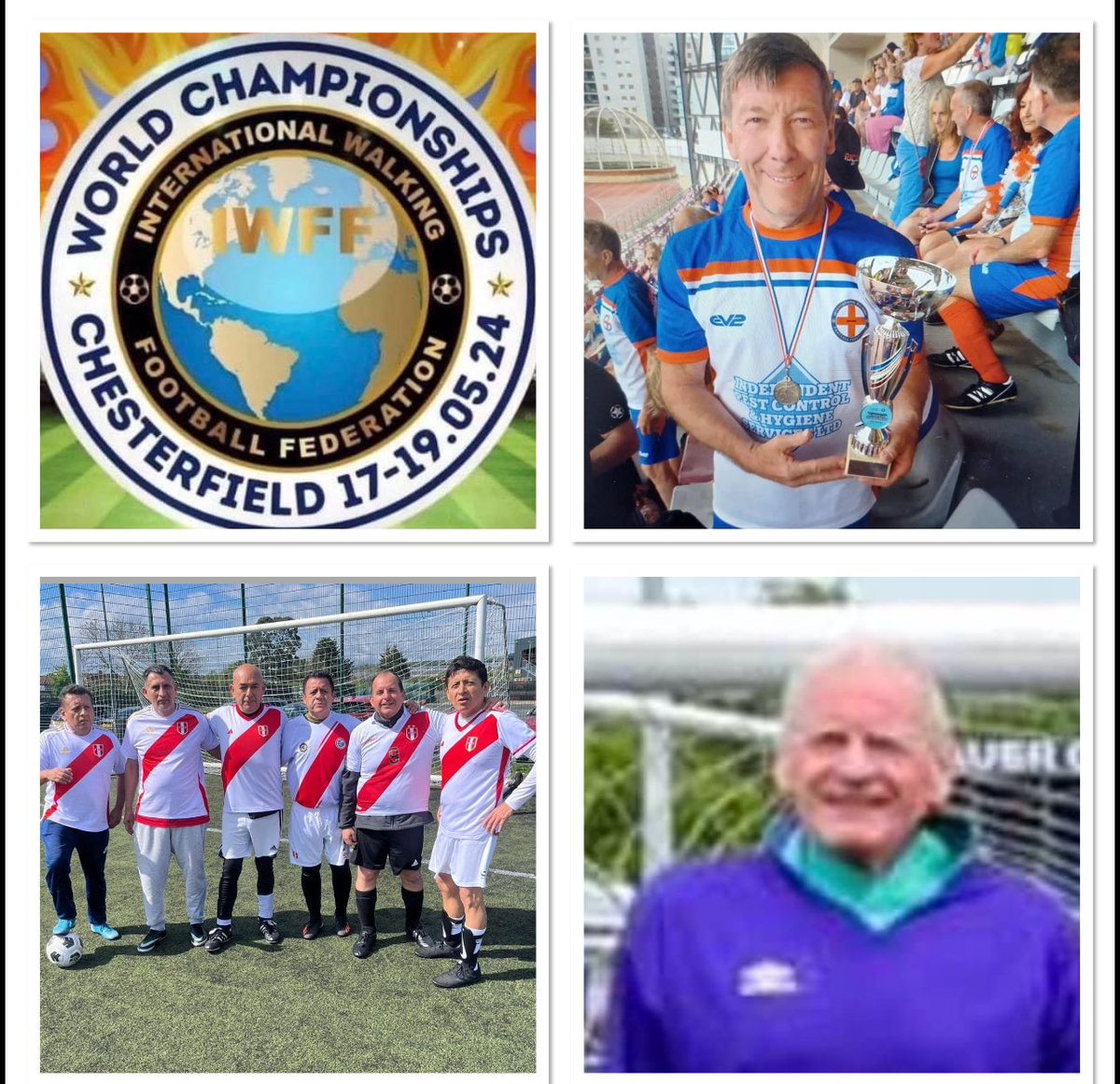 The Barnet Walking Football Team @HiveTrust @middxfa @BarnetFC Are proud of our players Ken Patterson & George Ferrar representing England at the IWFF WORLD CHAMPIONSHIPS at @ChesterfieldFC along with our Sth American players forming Team Peru Sam , Juan , Luis , Mani etc 🌟