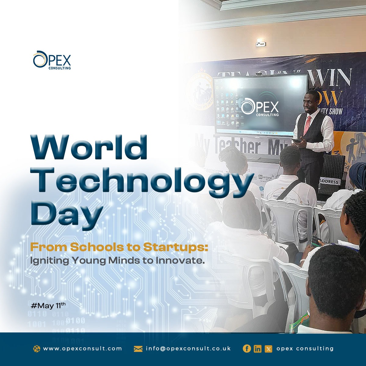 🚀 Happy National Technology Day! Today, we celebrate the transition from classrooms to boardrooms, where young minds transform into innovative trailblazers. 🌟

#WorldTechnologyDay #Innovation  #FutureLeaders #OpexConsulting #DigitalAcademy #May11th