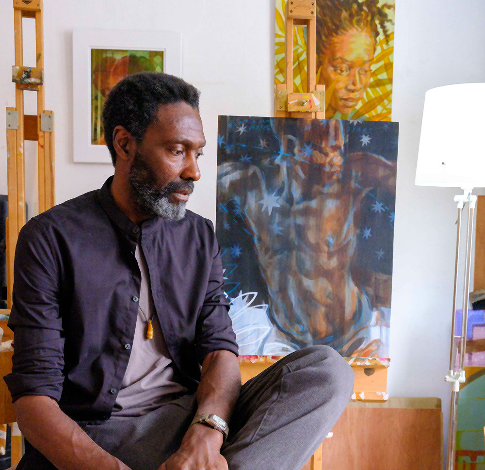 🧑🏾‍🎨 A bit of culture with Alvin Kofi at our live portrait painting event! 🖌️ Join us for an intimate conversation between artist and Sitter as we celebrate the rich tapestry of stories within the #Windrush generation. #ArtAndCulture #WindrushStories orlo.uk/58SBm