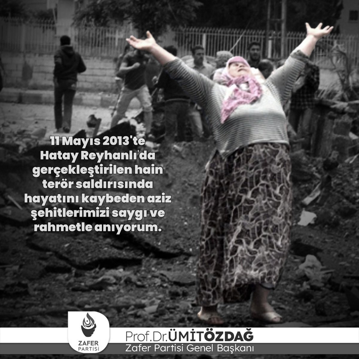 11 Mayıs 2013'te Hatay #Reyhanlı'da gerçekleştirilen hain terör saldırısında hayatını kaybeden aziz şehitlerimizi saygı ve rahmetle anıyorum.