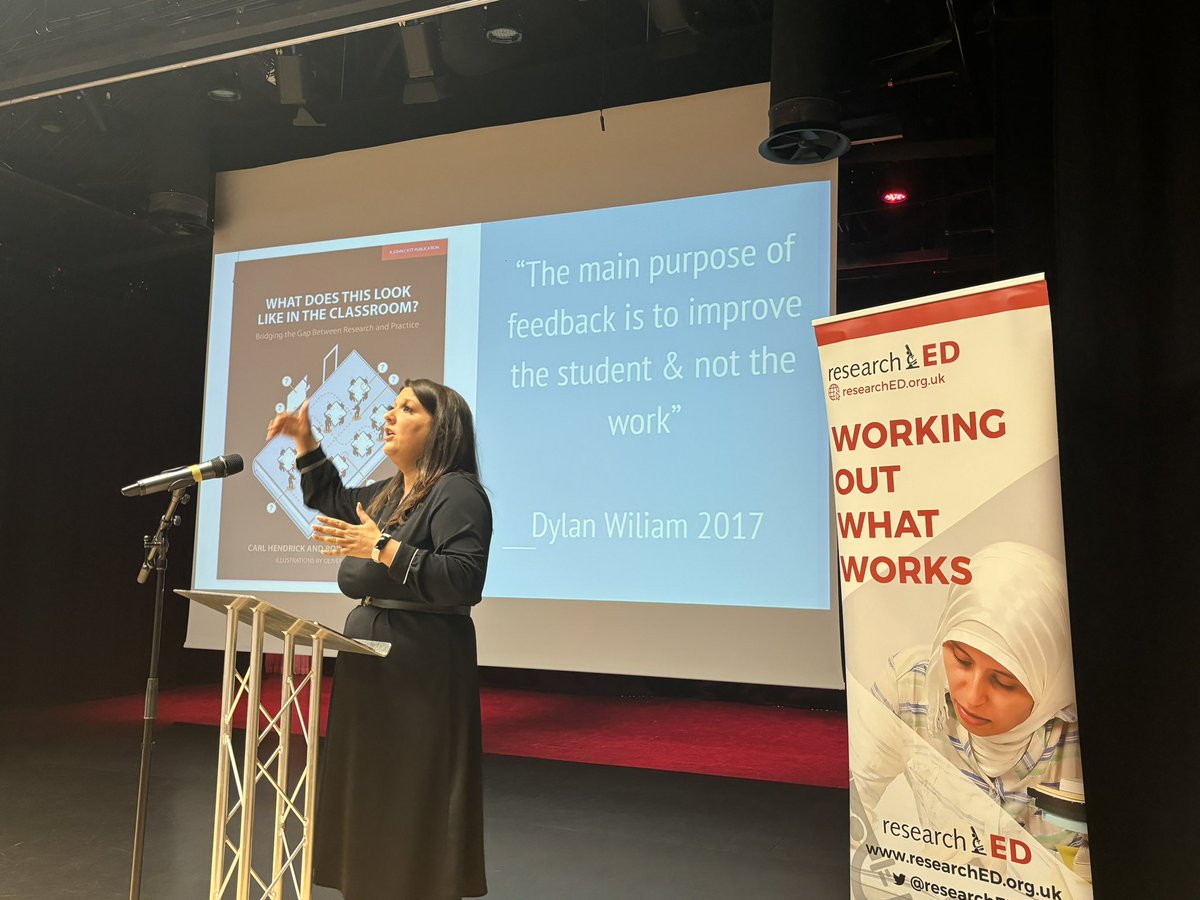 “The main purpose of feedback is to improve the student and not the work” @dylanwiliam being quoted by @KateJones_teach #rEDAberdeen @C_Hendrick @robin_macp