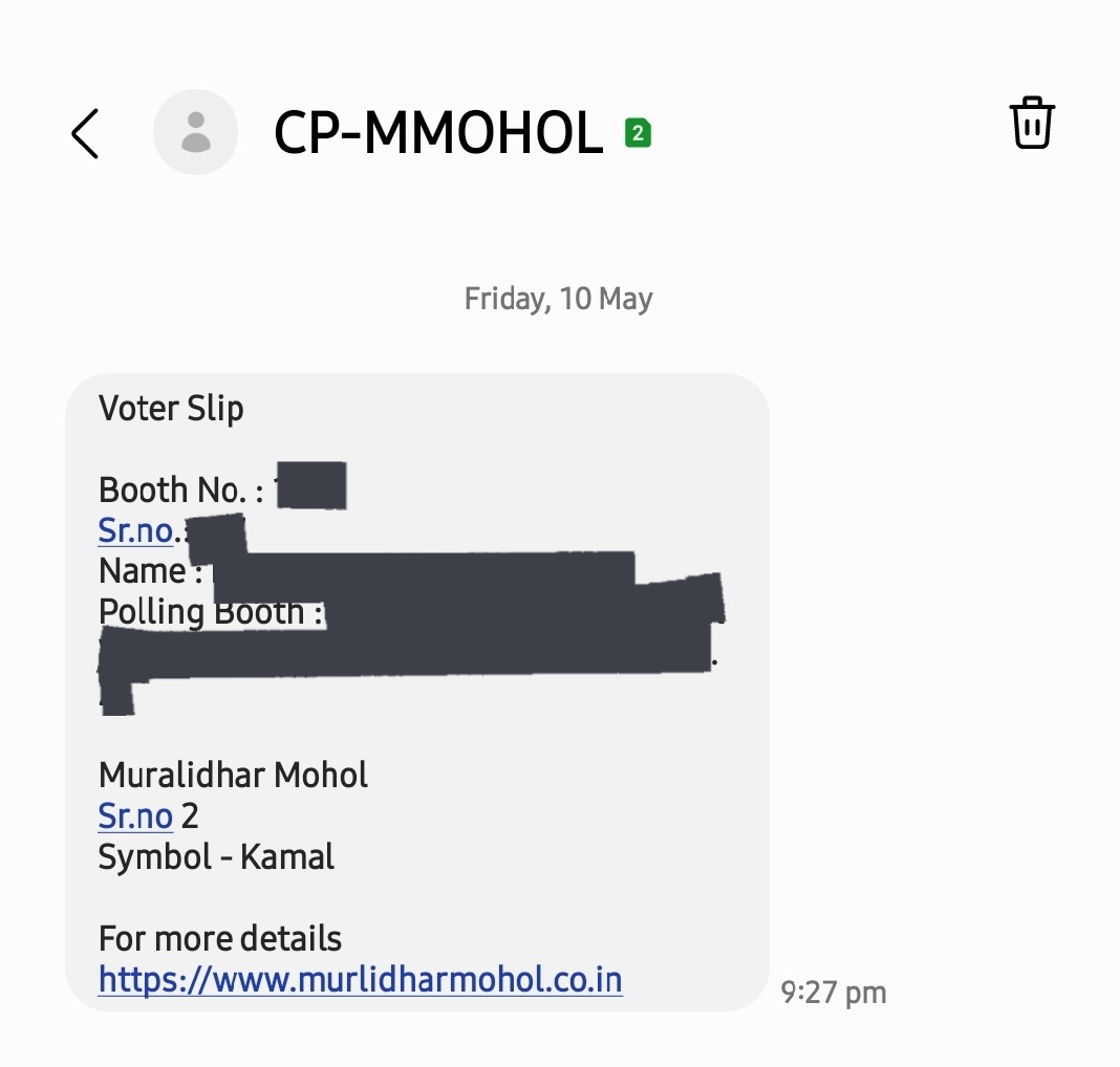 I received my voter slip on 6th May. The person asked me to fill my no. I gave my alt. no. Yesterday I received a msg to vote for Kamal along with personal details on that particular no. Isn't this a breach of privacy and a heinous attempt by the BJP to mislead voters?