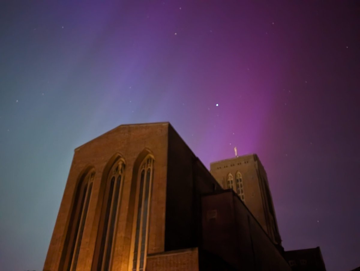 More #aurora #NorthernLightsuk of the Cathedral. @engcathedrals | @VisitSurrey | @GuildfordTIC | @BBCSurrey | @bbcsoutheast | @bbcweather | @ChuTimes | 📸 Hayley Wren 📸Mat Silvester 📸Matthew Hollingshurst