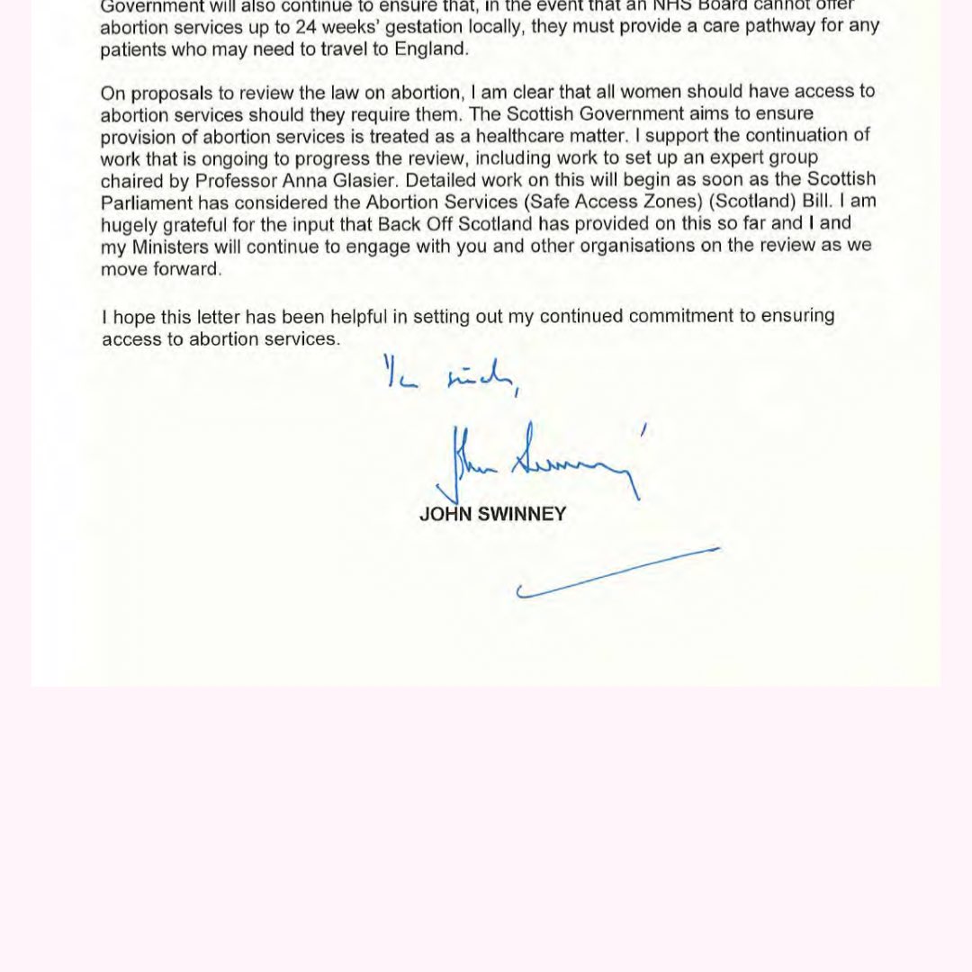 We’re very grateful to First Minister @JohnSwinney for responding to our letter so quickly. We’re delighted that the FM has recommitted to: 📌 full support of @GillianMacMSP’s Bill 📌 stopping women needing to travel to 🏴󠁧󠁢󠁥󠁮󠁧󠁿 for abortion 📌 continuing with abortion law review