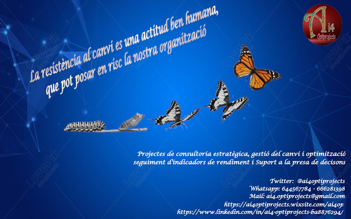 El vostre personal està compromès amb la qualitat i eficiència?
Esteu satisfets amb el dia a dia de la vostra organització?
A @ai4optiprojects us ajudem en els vostres projectes de #gestiodelcanvi i #optimització
#SolucionsAi4 #Compromisdeservei