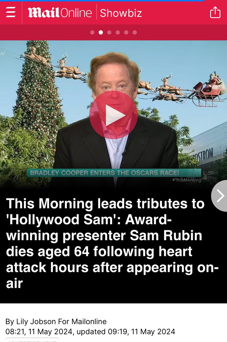 This Morning star Sam Rubin dies suddenly aged 64 dailymail.co.uk/tvshowbiz/arti…