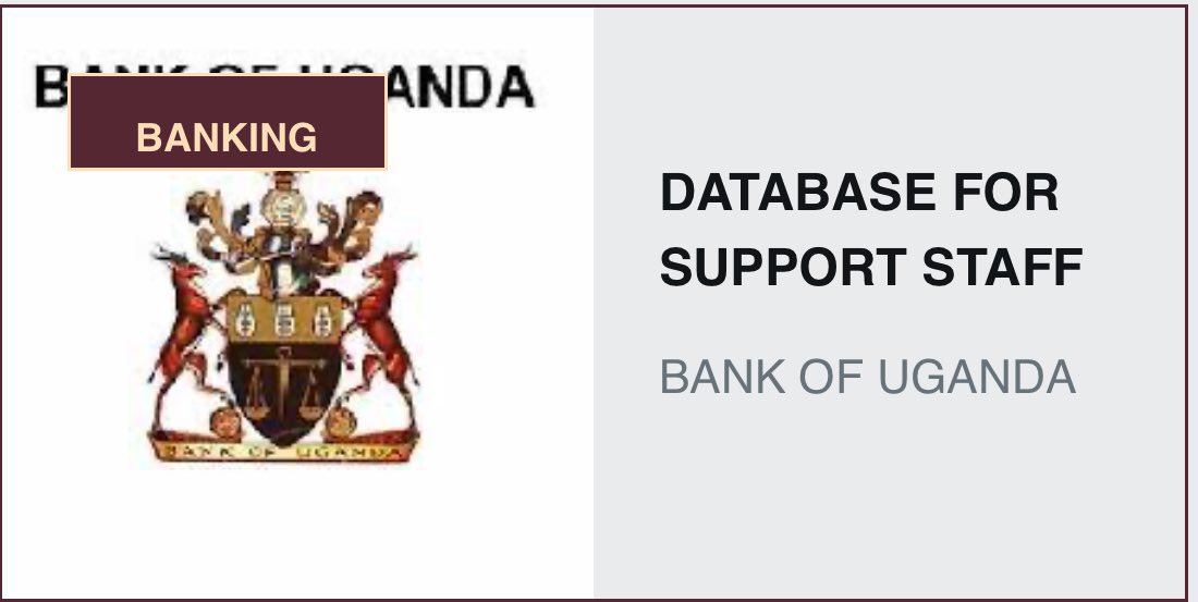 Bank of Uganda is compiling a CV Database for the recruitment of support staff across all its branches in the country.

Deadline is Monday 13th May

Submit your CV today for a chance to be selected among the 2 categories

Details: jobnotices.ug/job/database-f…

Kindly Retweet