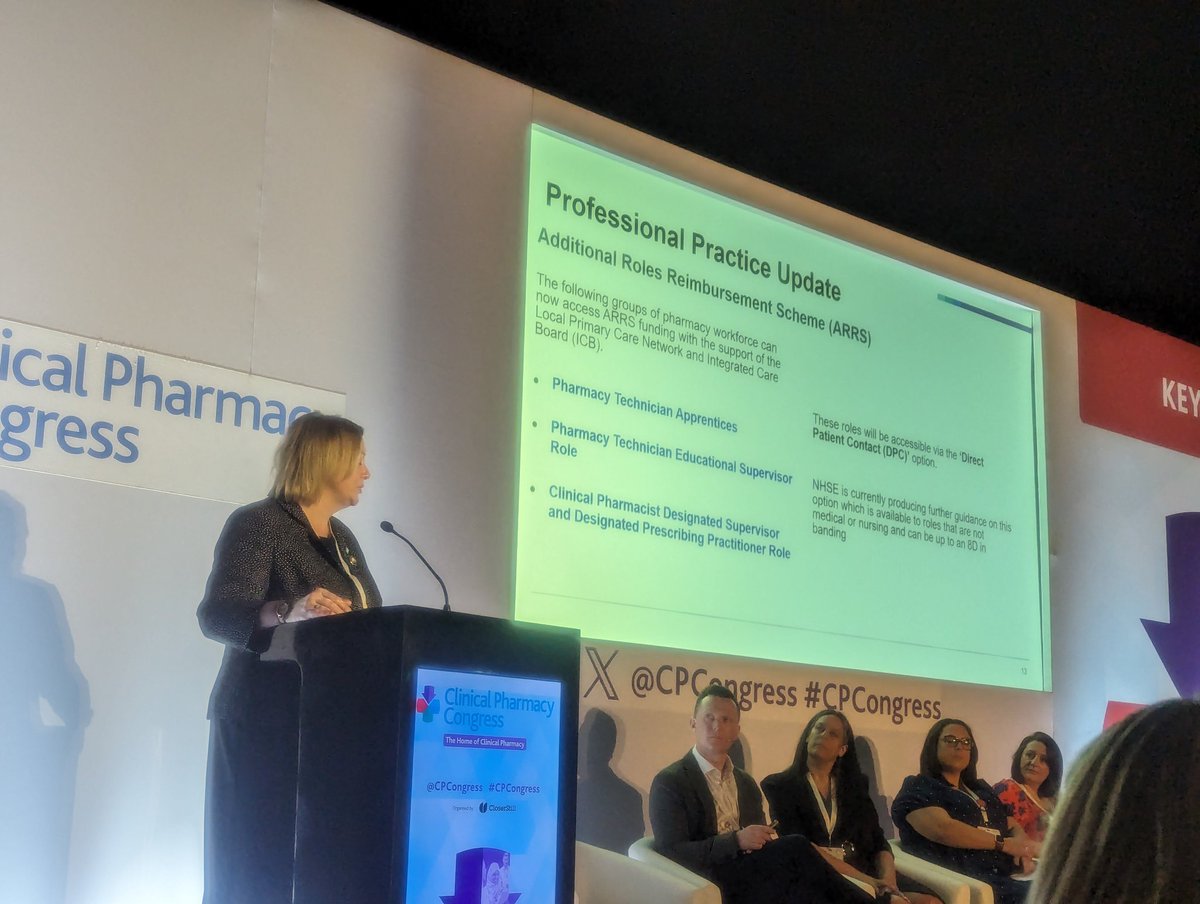 Designated prescribing practitioners (DPPs) and pharmacy technician apprentices to be eligible for ARRS funding for PCNs, says @liz_fidler at #cpcongress