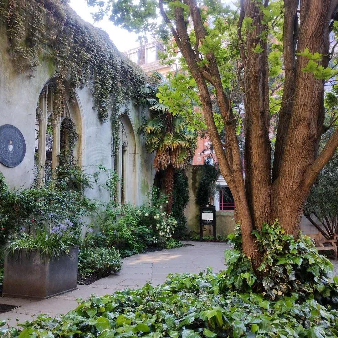 Enjoying a moment of calm in a beautiful hidden garden this weekend. What's your favourite green space in the City of London? 📍 St Dunstan in the East Church Garden